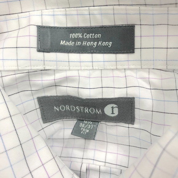 Nordstrom Rack Grid White Button Up Trim Fit - Picture 7 of 8